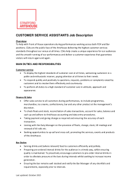 Free Download PDF, Customer Service Assistant Manager Job Description Free Template