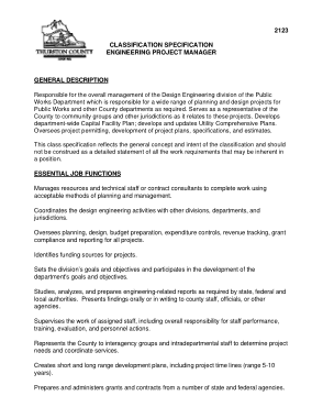 Engineering Project Manager Job Description Free Template