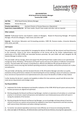 HR and Payroll Manager Job Description Free Template