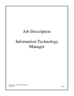 Information Technology Manager Job Description Sample Free Template