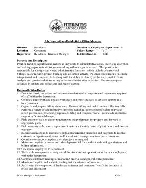 Residential Office Manager Job Description Free Template