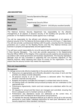 Security Operations Manager Job Description Free Template