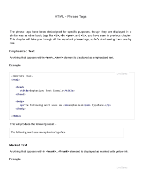 HTML Phrase Tags with Examples Notes Book