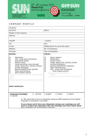 Example of Company Profile to Download Free Template