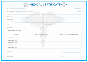 Example Confirmatory Medical Certificate Free Template
