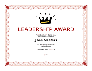 Free Leadership Award Certificate Template