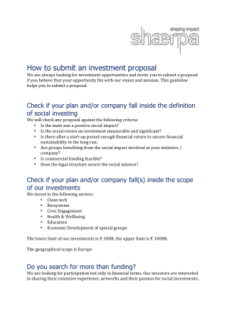 Investment Proposal Guidelines Free Template