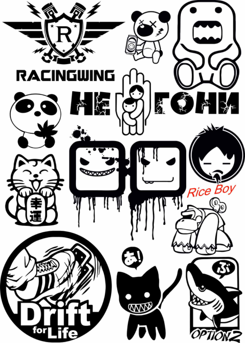 Free Download Vectors, Jdm Random Car Sticker Free Laser Cut Vector