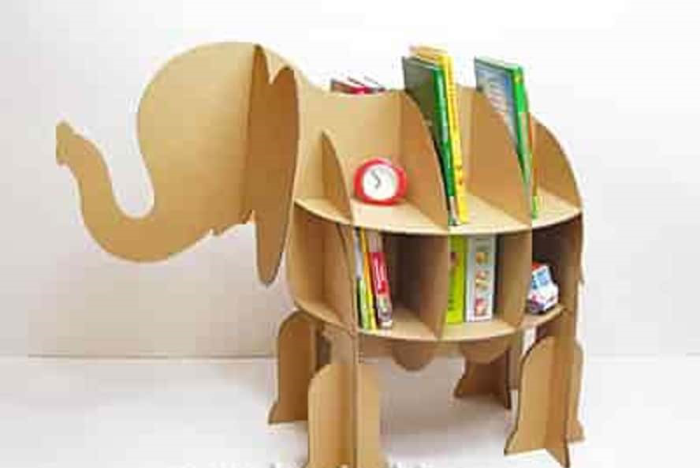 Free Download Vectors, Elephant Cardboard Shelf Free Laser Cut Vector