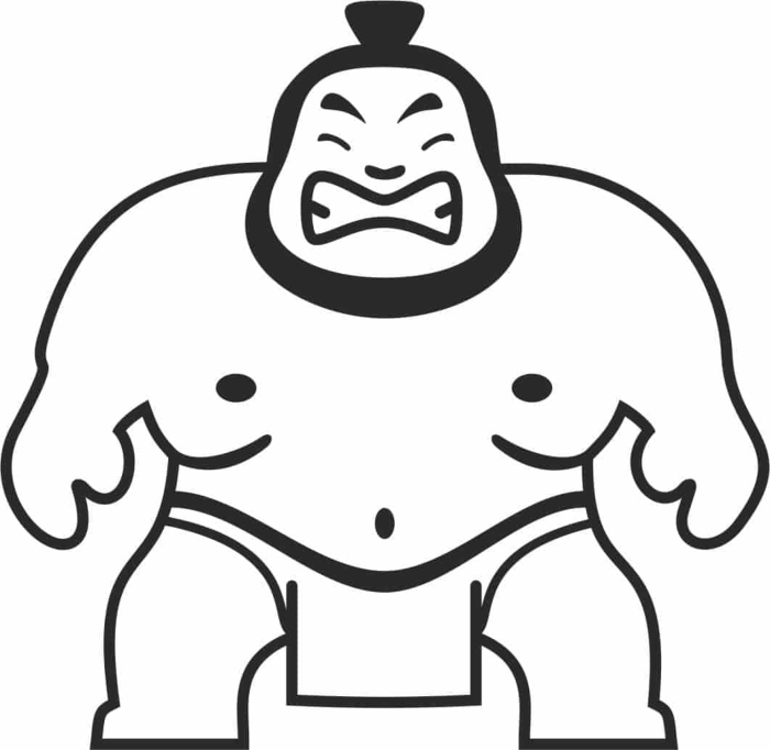 Free Download Vectors, Sumo Wrestler Sticker Free Laser Cut Vector