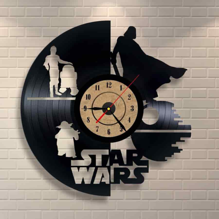Free Download Vectors, Vinyl Record Clock Star Wars Wall Decor Free Laser Cut Vector