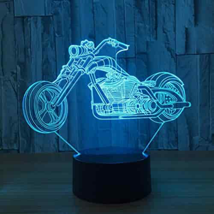 Free Download Vectors, Motorcycle Holographic 3D Led Lamp Free Laser Cut Vector