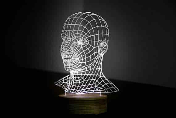 Free Vector Head 3D Illusion Acrylic Lamp Free Laser Cut Vector