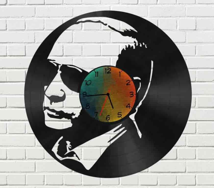 Free Download Vectors, Putin Vinyl Clock Free Laser Cut Vector