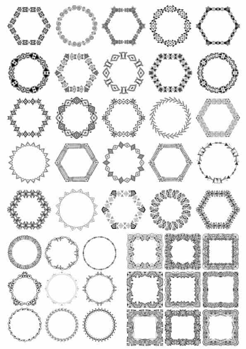 Free Download Vectors, Floral Frame Border Collection Free Laser Cut Vector