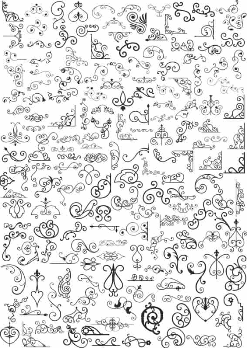 Free Download Vectors, Set Swirl Elements Corners Design Free Laser Cut Vector